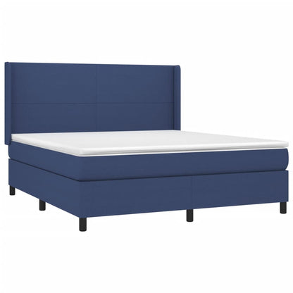 Spring bed frame with blue mattress 160x200 cm in fabric