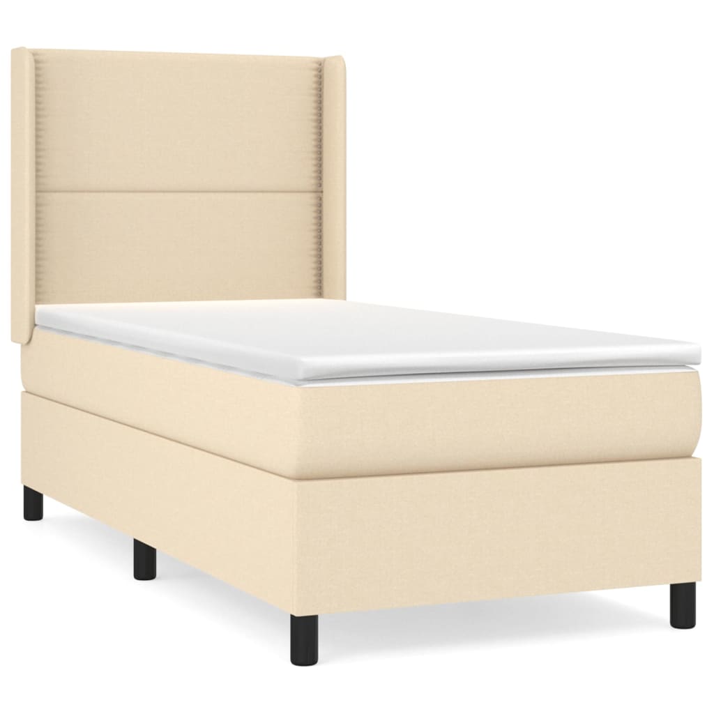 Giroletto a Molle con Materasso Crema 90x190 cm in Tessuto | homemem39