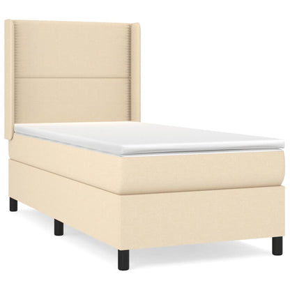 Giroletto a Molle con Materasso Crema 90x190 cm in Tessuto | homemem39