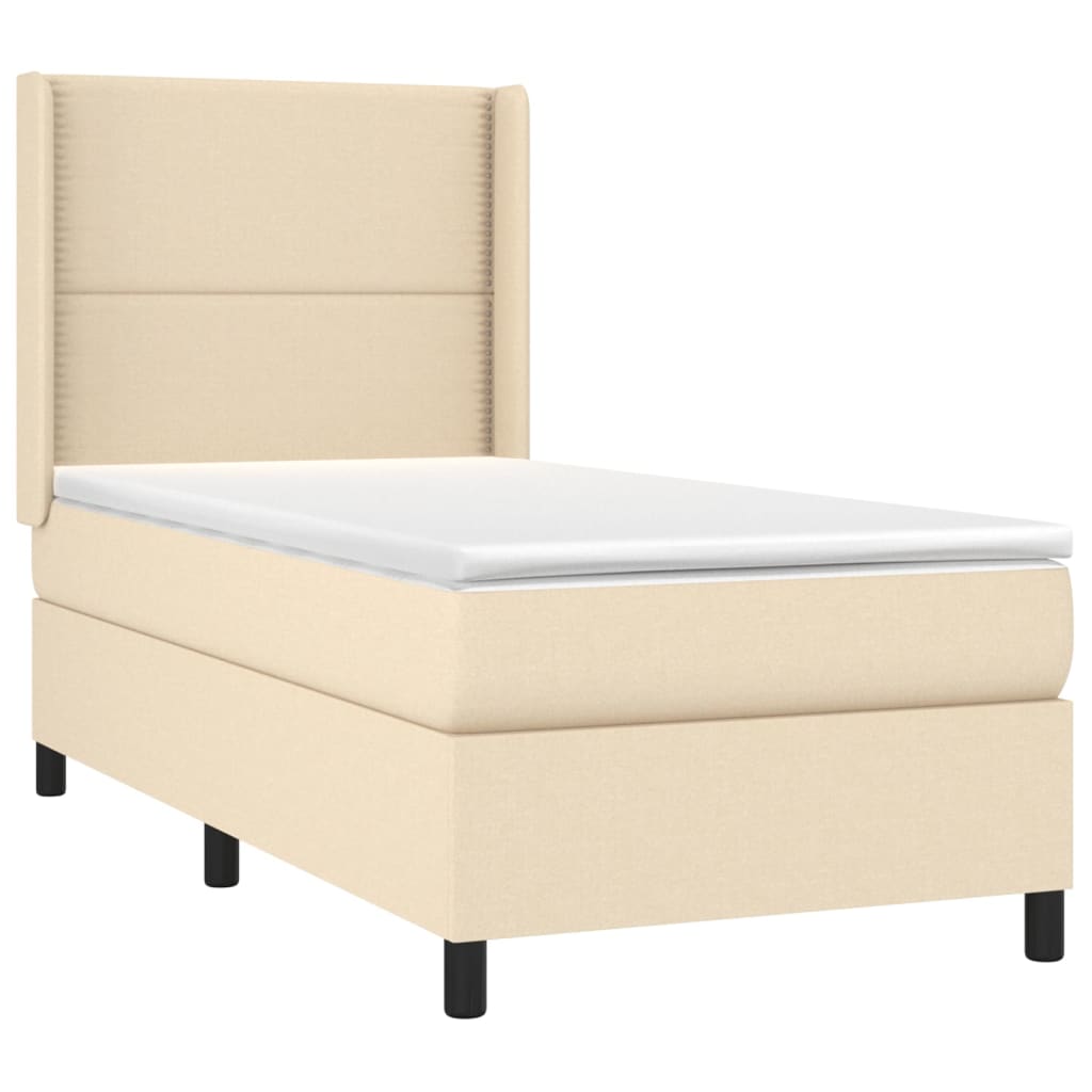 Giroletto a Molle con Materasso Crema 90x190 cm in Tessuto | homemem39