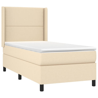 Giroletto a Molle con Materasso Crema 90x190 cm in Tessuto | homemem39