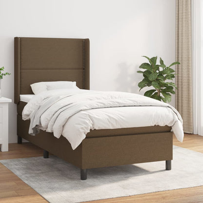 Giroletto a Molle con Materasso Marrone Scuro 100x200cm Tessuto | homemem39