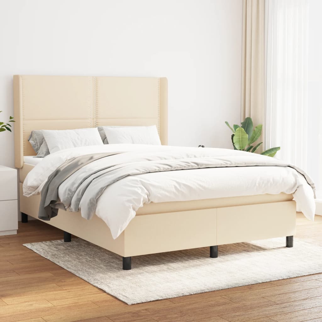 Giroletto a Molle con Materasso Crema 140x19 cm in Tessuto | homemem39
