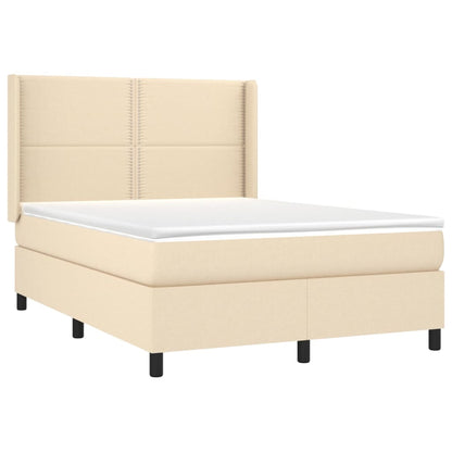 Giroletto a Molle con Materasso Crema 140x200 cm in Tessuto | homemem39