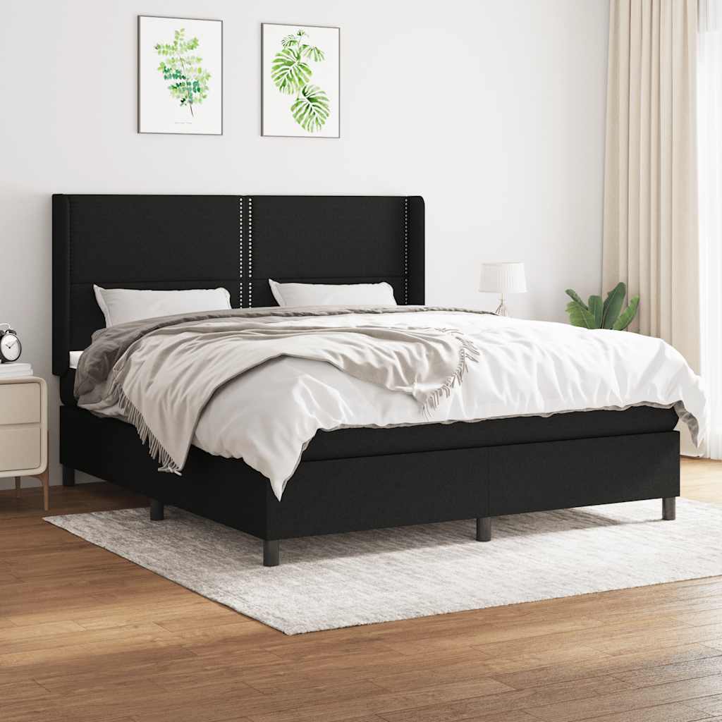 Giroletto a Molle con Materasso Nero 160x200 cm in Tessuto | homemem39