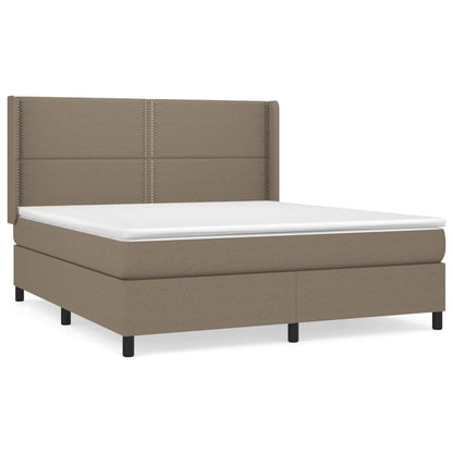 Spring bed frame with dove gray mattress 160x200 cm in fabric