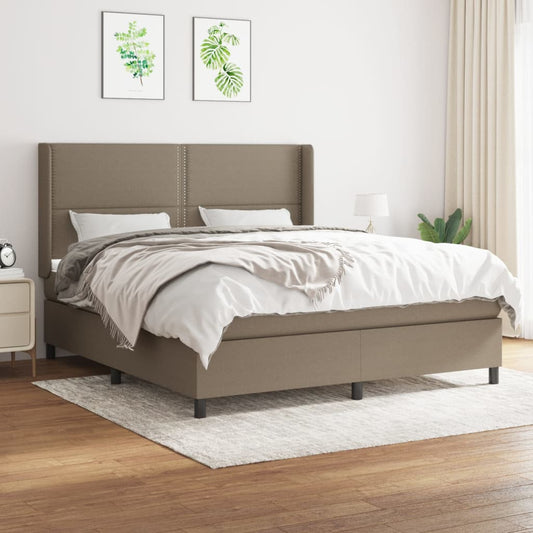 Spring bed frame with dove gray mattress 160x200 cm in fabric