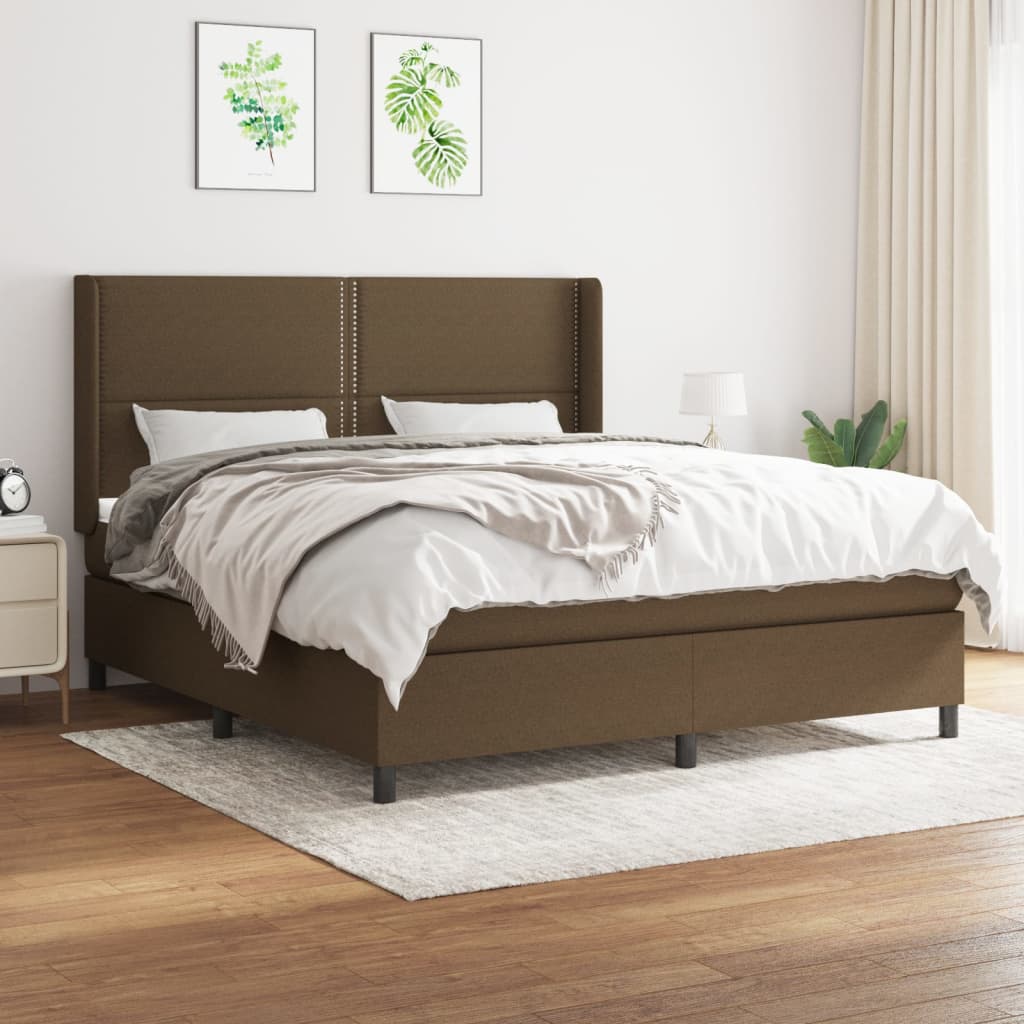 Giroletto a Molle con Materasso Marrone Scuro 180x200cm Tessuto | homemem39