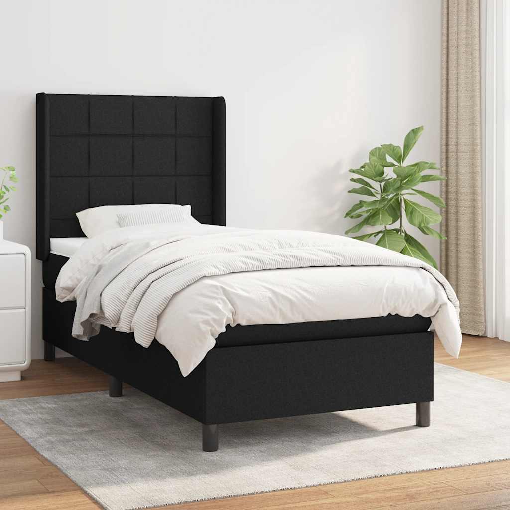 Giroletto a Molle con Materasso Nero 90x190 cm in Tessuto | homemem39