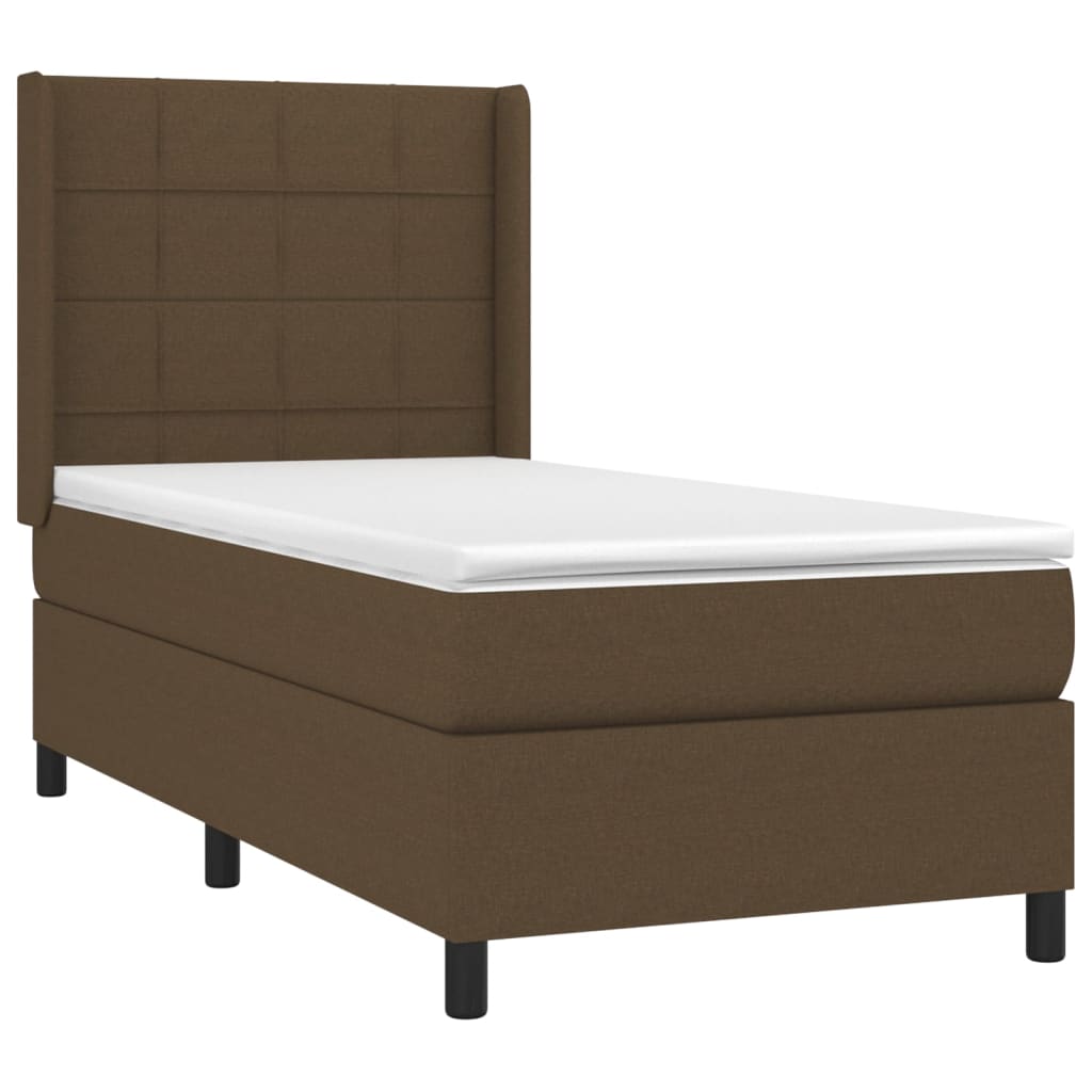 Giroletto a Molle con Materasso Marrone Scuro 100x200cm Tessuto | homemem39
