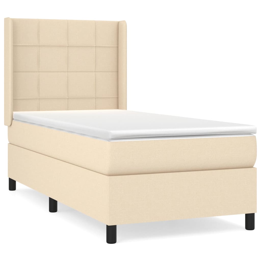 Giroletto a Molle con Materasso Crema 100x200 cm in Tessuto | homemem39