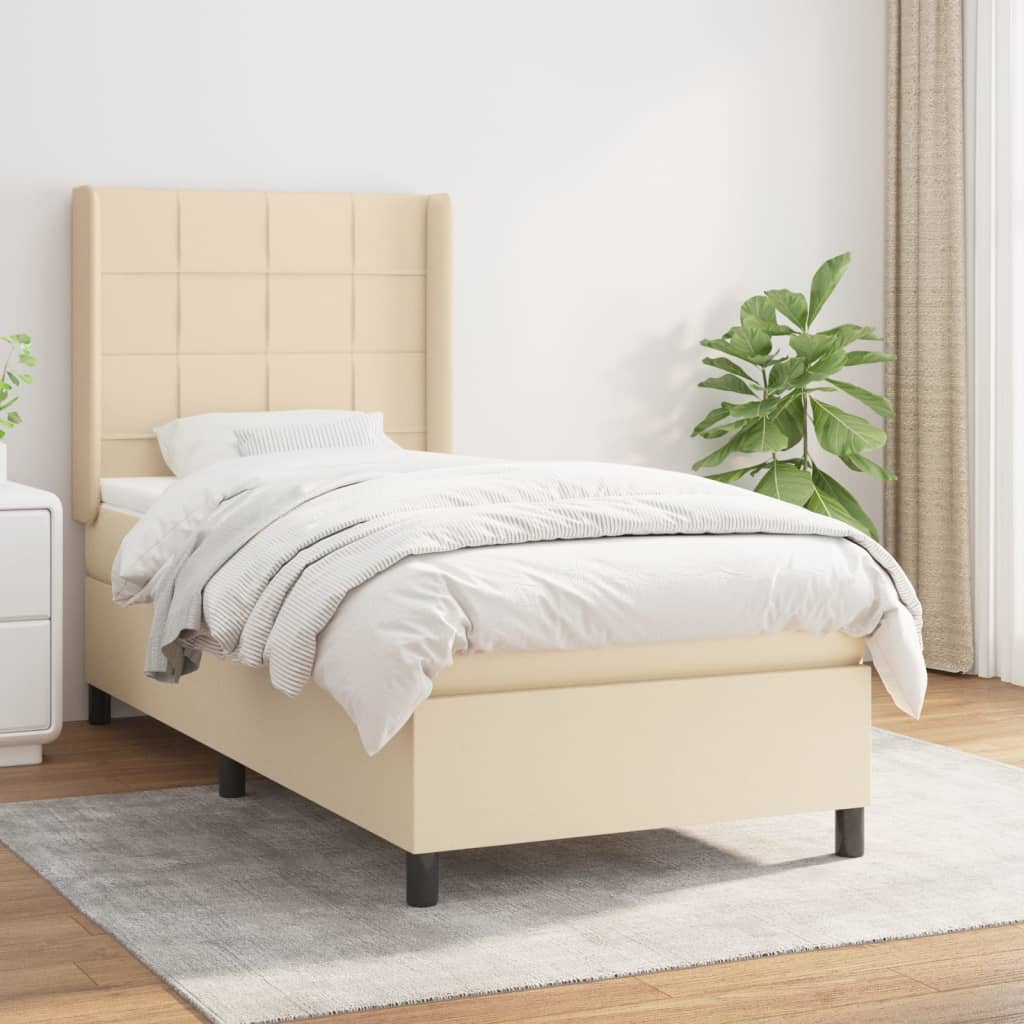 Giroletto a Molle con Materasso Crema 100x200 cm in Tessuto | homemem39