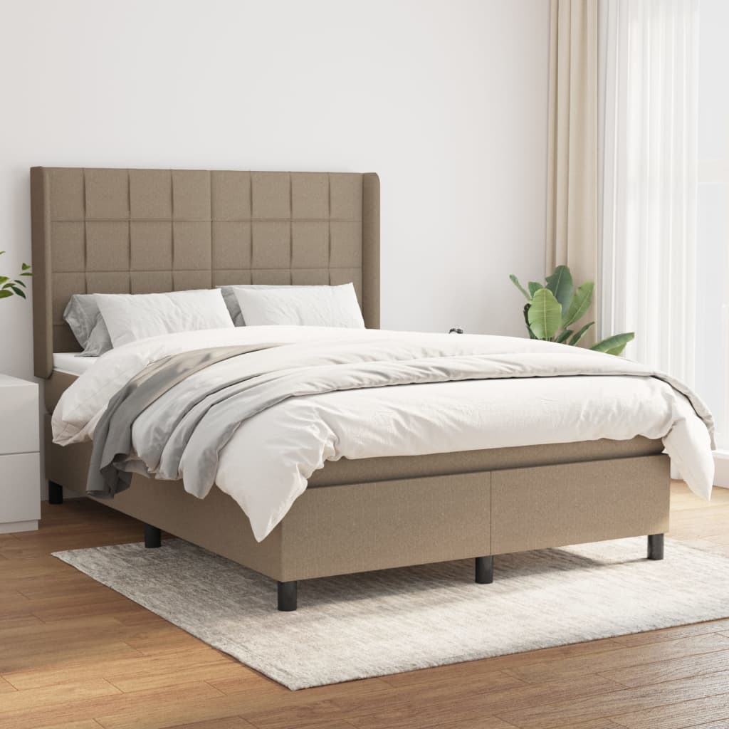 Giroletto a Molle con Materasso Tortora 140x200 cm in Tessuto | homemem39