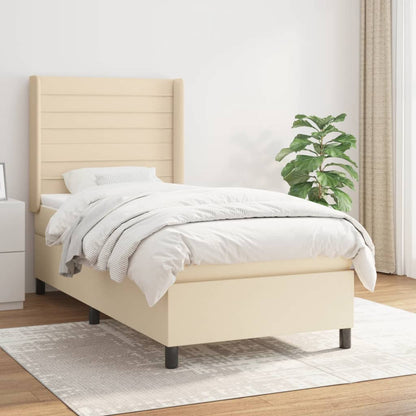 Giroletto a Molle con Materasso Crema 90x190 cm in Tessuto | homemem39