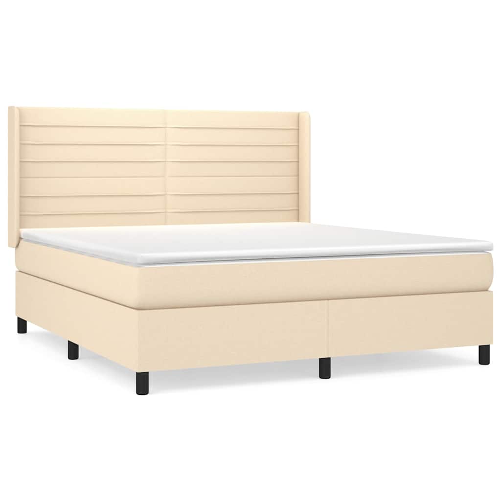 Giroletto a Molle con Materasso Crema 160x200 cm in Tessuto