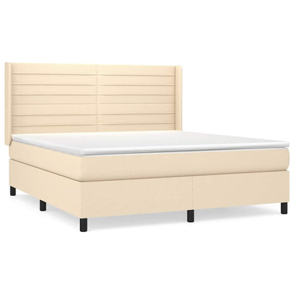 Giroletto a Molle con Materasso Crema 160x200 cm in Tessuto
