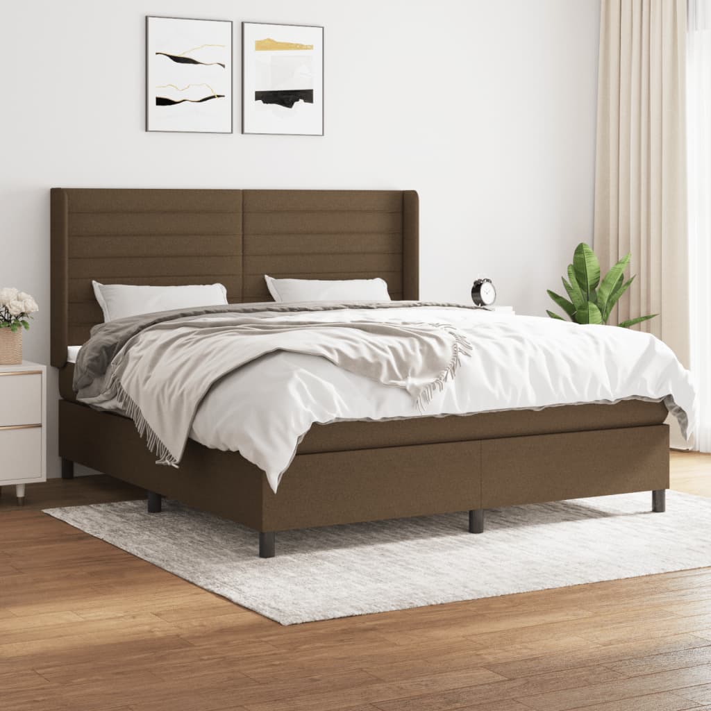 Giroletto a Molle con Materasso Marrone Scuro 180x200cm Tessuto | homemem39