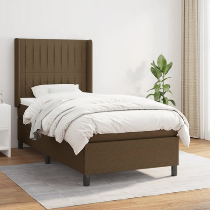 Giroletto a Molle con Materasso Marrone Scuro 90x190cm Tessuto | homemem39