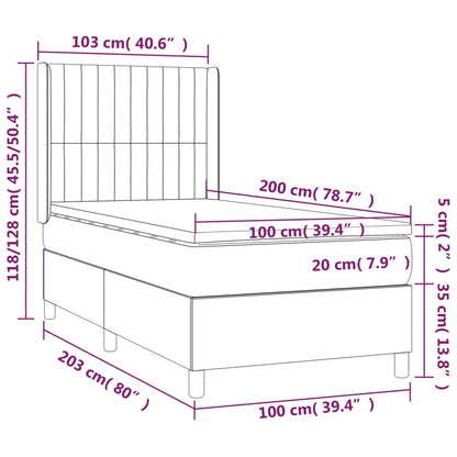 Giroletto a Molle con Materasso Grigio Chiaro100x200 cm Tessuto - homemem39