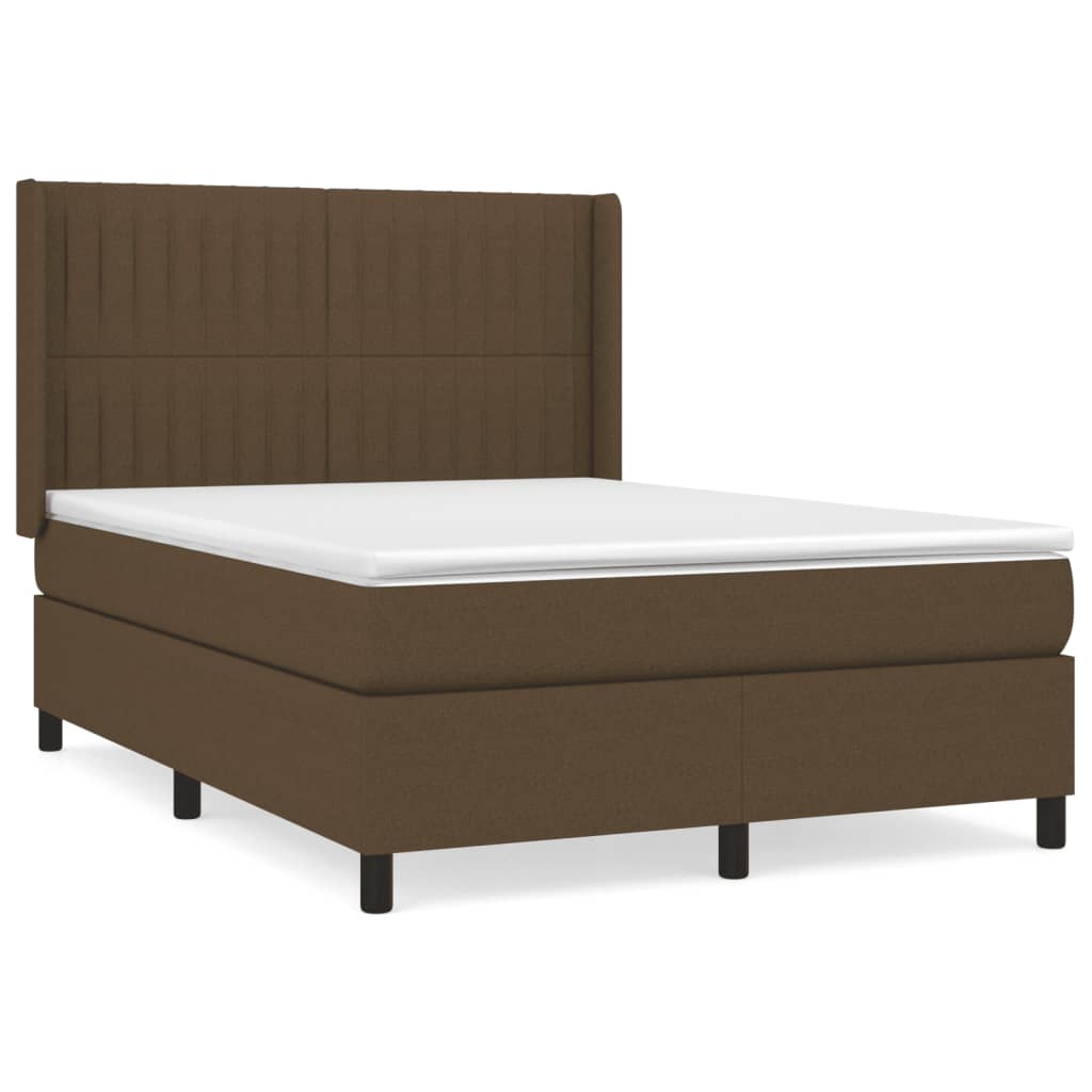 Giroletto a Molle con Materasso Marrone Scuro 140x190cm Tessuto | homemem39