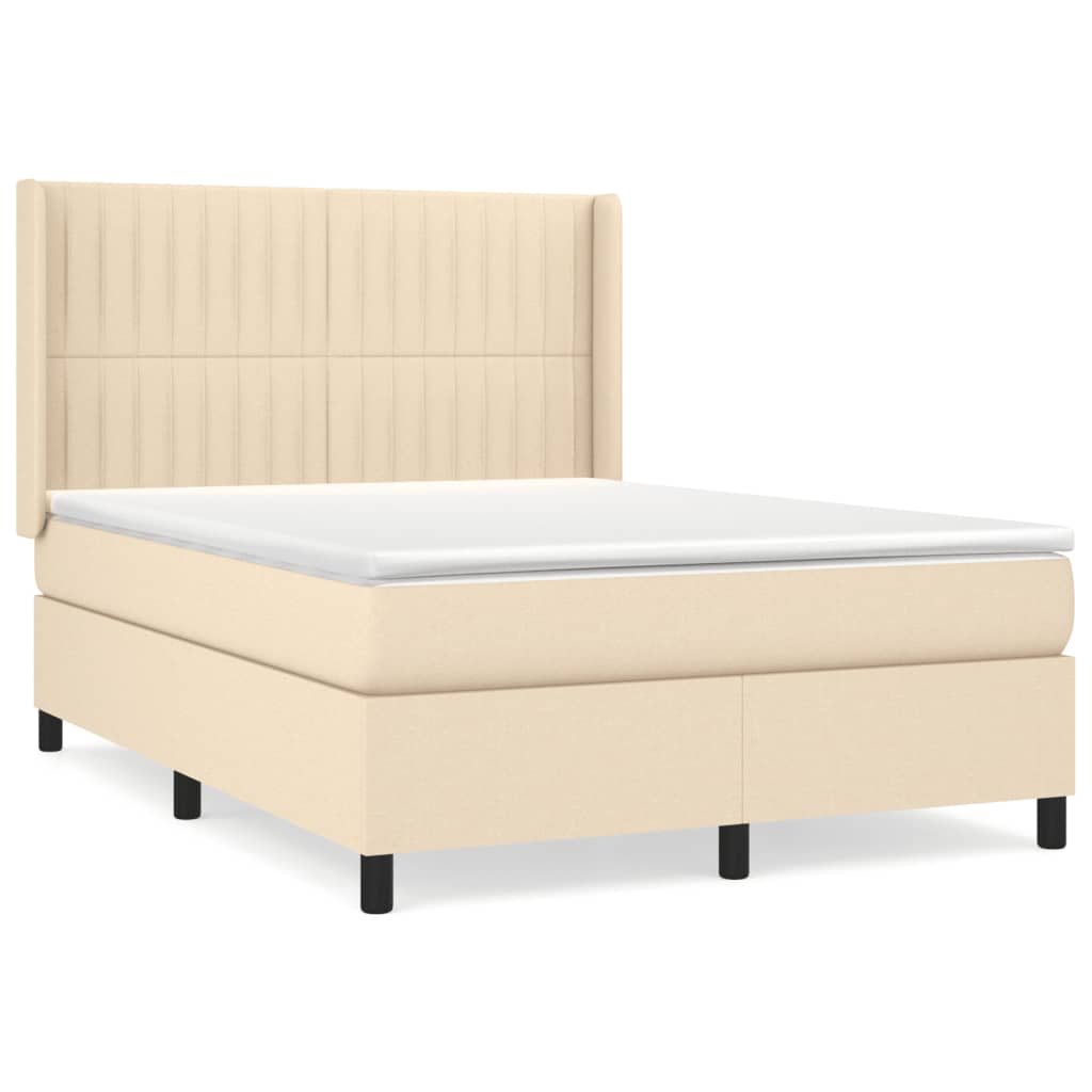Giroletto a Molle con Materasso Crema 140x19 cm in Tessuto | homemem39