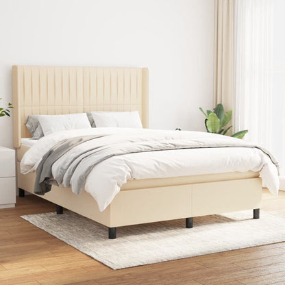 Giroletto a Molle con Materasso Crema 140x19 cm in Tessuto | homemem39