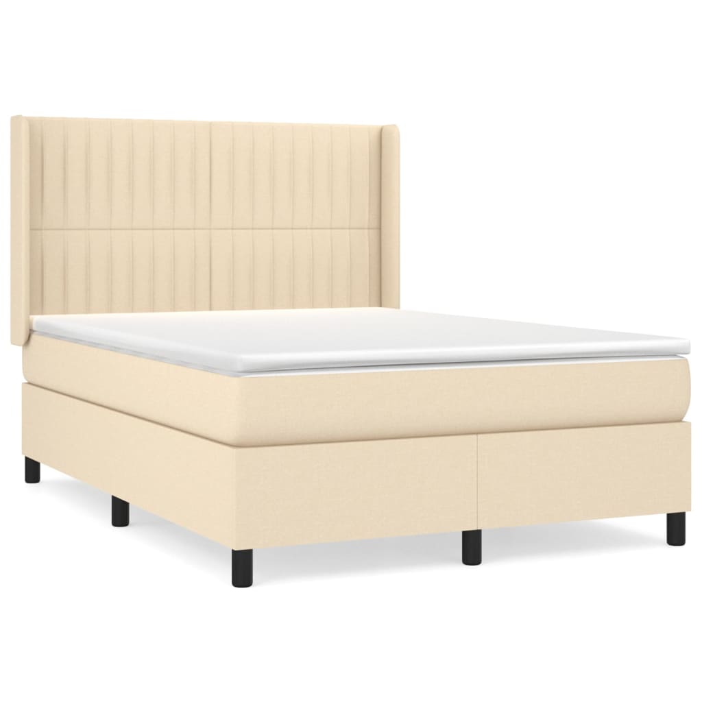 Giroletto a Molle con Materasso Crema 140x200 cm in Tessuto | homemem39
