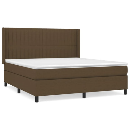 Giroletto a Molle con Materasso Marrone Scuro 160x200cm Tessuto | homemem39