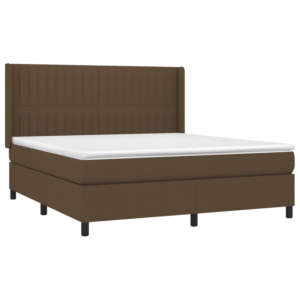 Giroletto a Molle con Materasso Marrone Scuro 160x200cm Tessuto | homemem39