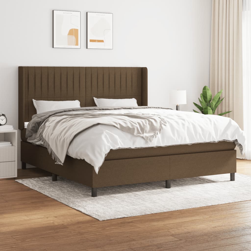 Giroletto a Molle con Materasso Marrone Scuro 160x200cm Tessuto | homemem39