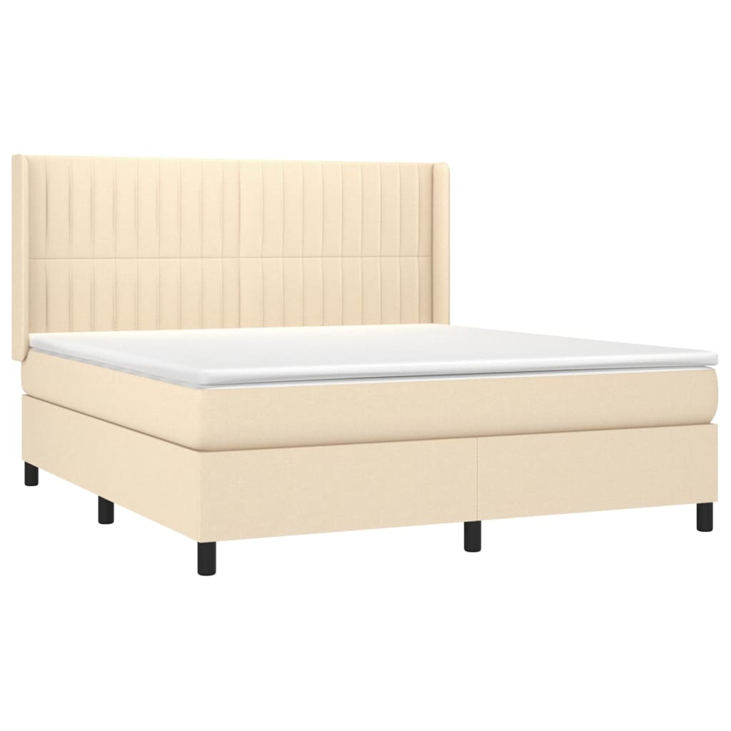 Giroletto a Molle con Materasso Crema 160x200 cm in Tessuto | homemem39