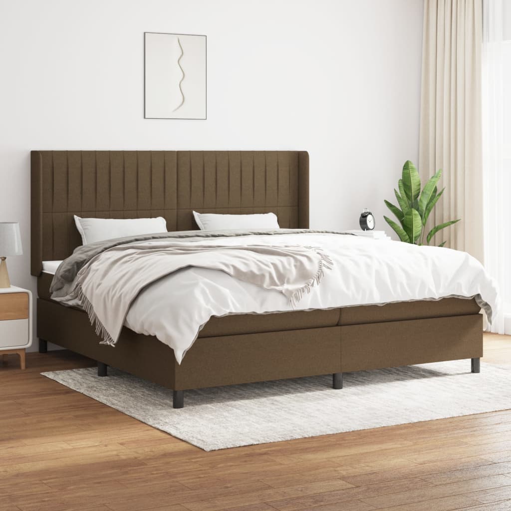Giroletto a Molle con Materasso Marrone Scuro 200x200cm Tessuto | homemem39