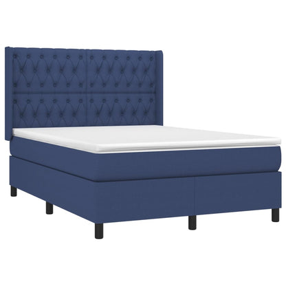 Spring bed frame with blue mattress 140x200 cm in fabric