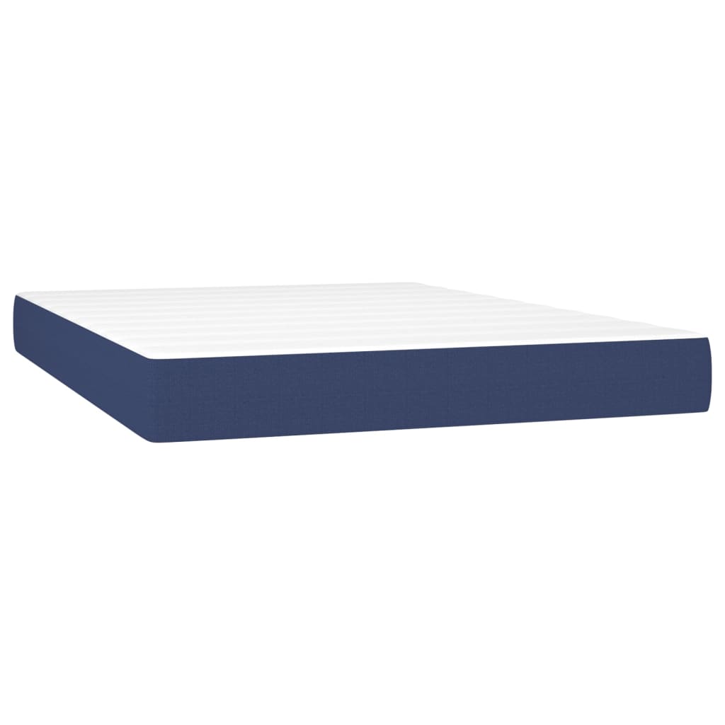 Spring bed frame with blue mattress 140x200 cm in fabric