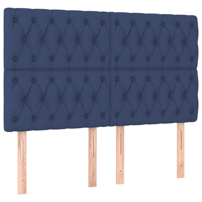 Spring bed frame with blue mattress 140x200 cm in fabric