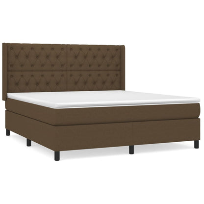 Giroletto a Molle con Materasso Marrone Scuro 160x200cm Tessuto | homemem39