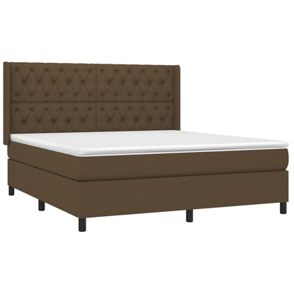 Giroletto a Molle con Materasso Marrone Scuro 160x200cm Tessuto | homemem39