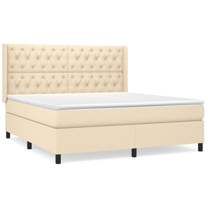 Giroletto a Molle con Materasso Crema 160x200 cm in Tessuto | homemem39