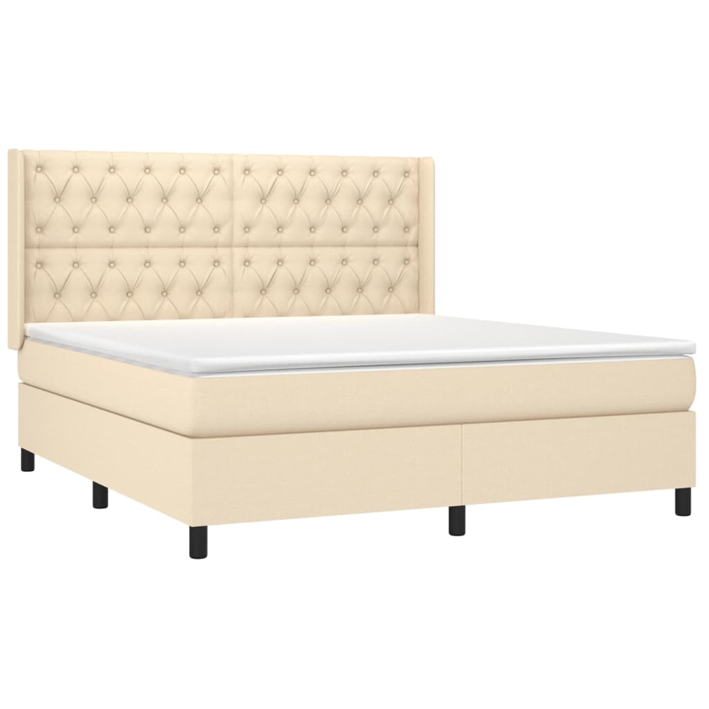 Giroletto a Molle con Materasso Crema 160x200 cm in Tessuto | homemem39