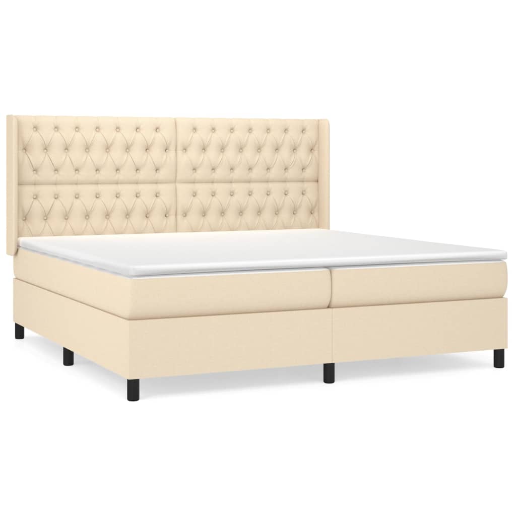 Giroletto a Molle con Materasso Crema 200x200 cm in Tessuto | homemem39