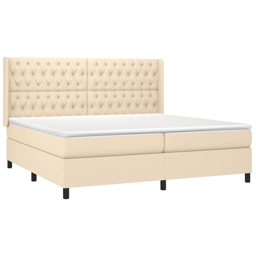 Giroletto a Molle con Materasso Crema 200x200 cm in Tessuto | homemem39