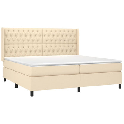 Giroletto a Molle con Materasso Crema 200x200 cm in Tessuto | homemem39