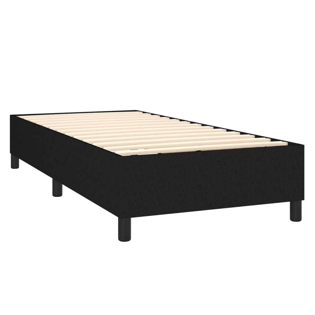 Spring bed frame with black mattress 80x200 cm in fabric