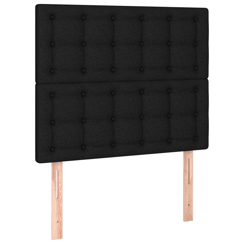 Spring bed frame with black mattress 80x200 cm in fabric