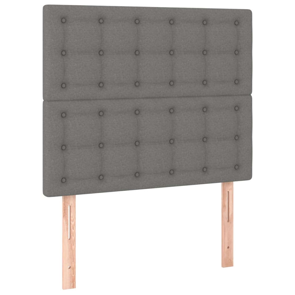 Spring Bed Frame with Dark Gray Mattress 90x190 cm Fabric