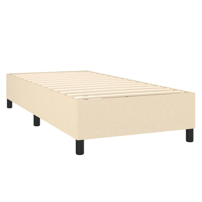 Spring bed frame with cream mattress 90x190 cm in fabric