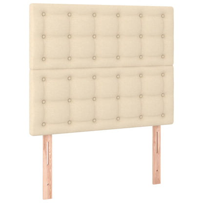 Spring bed frame with cream mattress 90x190 cm in fabric