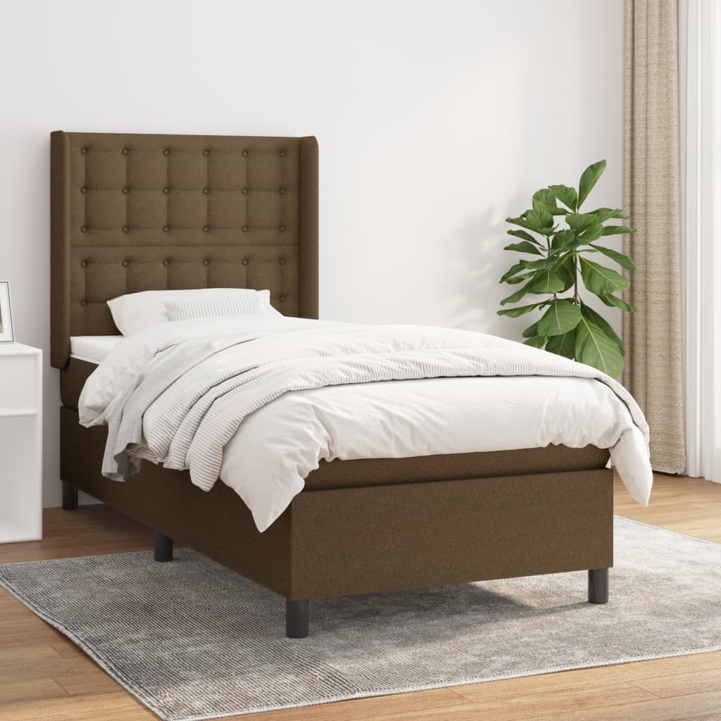 Giroletto a Molle con Materasso Marrone Scuro 100x200cm Tessuto | homemem39