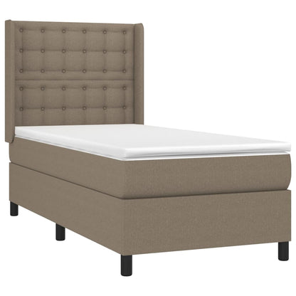 Spring bed frame with dove gray mattress 100x200 cm in fabric