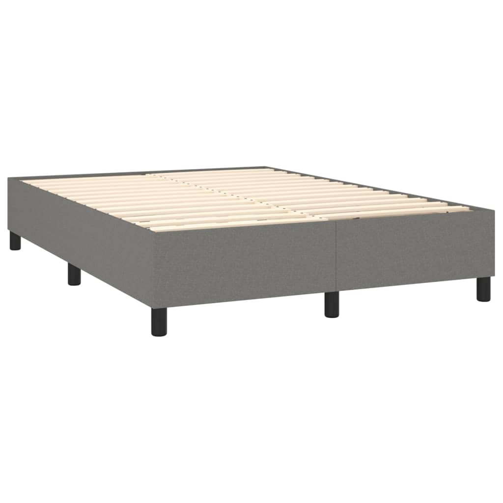 Spring Bed Frame with Dark Gray Mattress 140x190 cm Fabric